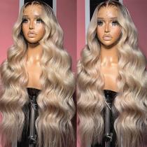 Peruca CIYOO Ombre Brown Roots Ash Blonde Human Hair 30"