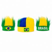 Peruca Cocar Topete Brasil Copa Peruca Faixa de Cabelo Verde Peruca Cocar Topete Brasil Copa Peruca Faixa de Cabelo Verde