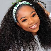 Peruca com bandana Boopwine Kinky Curly 100% cabelo humano 50cm Peruca com bandana Boopwine Kinky Curly 100% cabelo humano 50cm