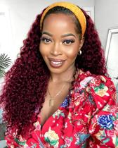 Peruca com bandana Celiarita Red Burgundy Deep Wave 100% cabelo humano Peruca com bandana Celiarita Red Burgundy Deep Wave 100% cabelo humano