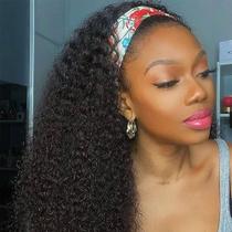 Peruca com bandana Eooma Curly 60cm de cabelo humano para mulheres negras