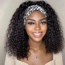 Peruca com bandana Iesste Deep Wave 40cm Cabelo humano brasileiro