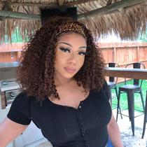 Peruca com bandana Punmasa Deep Wave Chocolate Brown Human Hair