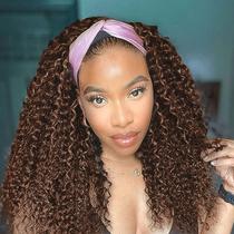 Peruca com bandana Punmasa Deep Wave Chocolate Brown Human Hair