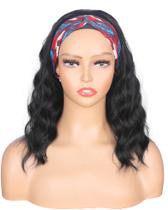 Peruca com bandana SYMEIW Black Wavy Bob 14" para mulheres negras Peruca com bandana SYMEIW Black Wavy Bob 14" para mulheres negras