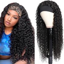 Peruca com bandana Youngirl Deep Wave 100% cabelo humano 60cm