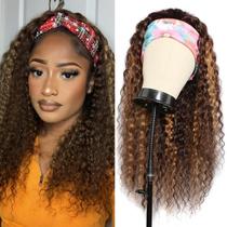 Peruca com bandana Youngirl Ombre Deep Wave Human Hair 45cm