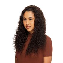Peruca com Faixa Cabelo Humano Cacheado 50cm Textura Wavy De Benguela (210g, Castanho Escuro)