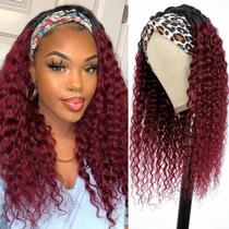 Peruca com faixa de cabeça Aiterina deep wave 100% cabelo humano 20cm 150%