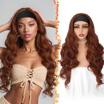 Peruca com faixa de cabeça BARSDAR Body Wave 26 polegadas sintética vermelha avermelhada