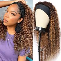 Peruca com faixa de cabeça de 30 cm Highlight Ombre Deep Wave Human Hair