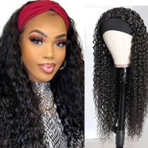 Peruca com faixa de cabeça Iesste Long 60cm Deep Wave 180% Densidade Natural
