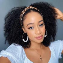 Peruca com faixa de cabeça ISEE Hair Afro Kinky Curly 180% de densidade 14"