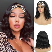 Peruca com faixa de cabeça mcriley Short Wavy Bob 35 cm preta natural Peruca com faixa de cabeça mcriley Short Wavy Bob 35 cm preta natural