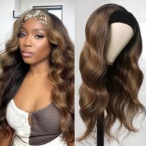 Peruca com faixa de cabeça olimaruly Human Hair Body Wave 60 cm 150% de densidade