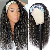 Peruca com faixa de cabeça Punmasa Curly 1B/27 Deep Wave 18" 150% de densidade