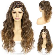 Peruca com faixa de cabeça SAPPHIREWIGS Loose Body Wave 26 polegadas marrom