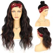 Peruca com faixa de cabeça SAPPHIREWIGS Loose Body Wave preta/vermelha 26