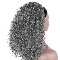 Peruca com faixa de cabeça SCENTW cinza sintética Afro Kinky Curly 40cm