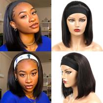 Peruca com faixa de cabeça Sungirl Straight Bob 30 cm 150% de densidade para mulheres negras Peruca com faixa de cabeça Sungirl Straight Bob 30 cm 150% de densidade para mulheres negras