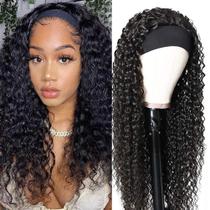 Peruca com faixa de cabeça Unvizossa Deep Wave 20 polegadas com 150% de densidade