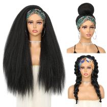 Peruca com faixa de cabeça WIGNEE Kinky Straight 66cm para mulheres negras