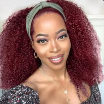 Peruca com faixa de cabeça XSY 99J Burgundy Kinky Curly 100% cabelo humano 26" Peruca com faixa de cabeça XSY 99J Burgundy Kinky Curly 100% cabelo humano 26"