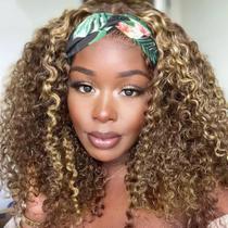 Peruca com faixa de cabeça XSY Ombre Highlight Kinky Curly Human Hair 30cm Peruca com faixa de cabeça XSY Ombre Highlight Kinky Curly Human Hair 30cm