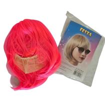 Peruca cor Curta Cosplay Festas Carnaval 23cm PINK