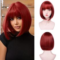 Peruca, cor T, Red Bob, 30 cm com franja, cabelo sintético para mulheres