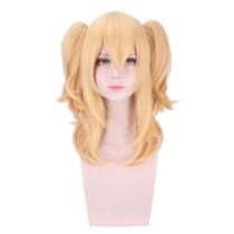 Peruca Cosplay Citrus Yuzu Short Loira Dupla com Rabo de Cavalo 40cm