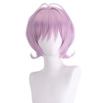 Peruca Cosplay Curta Lavanda Sintética Resistente ao Calor 35 cm