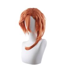 Peruca Cosplay Genérica Curta Laranja Ondulada 45 cm Resistente ao Calor