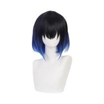 Peruca Cosplay Hashibira Inosuke Azul Ombré Demon Slayer, Cabelo Sintético Resistente Ao Calor Com