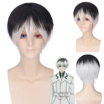 Peruca Cosplay Kaneki Ken Preto e Branco Gradiente 30cm Peruca Cosplay Kaneki Ken Preto e Branco Gradiente 30cm