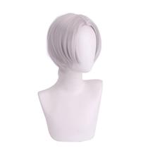 Peruca Cosplay Kurokawa Izana Sintética Prateada Branca 30cm