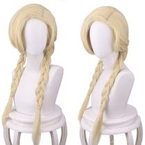Peruca Cosplay Loira Trançada Sintética para Cabelo Longo 55cm 350g