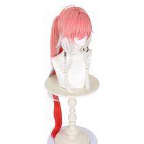 Peruca Cosplay longa de 80 cm rosa e branca com tranças - sintética