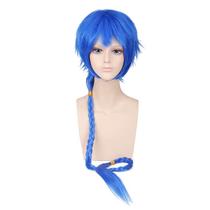Peruca Cosplay Magi Anime Aladdin Sintética Azul Real 120cm