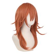 Peruca Cosplay Média Longa Laranja 45 cm Resistente ao Calor