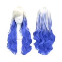 Peruca Cosplay Ombre Arco-Íris Com Franja Vermelha Amarela Roxa Verde Azul Para Mulheres Negras