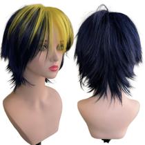 Peruca cosplay repicada curta anime personagem fibra premium