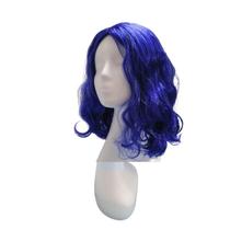 Peruca Cosplay Sintética Resistente ao Calor Azul Ondulada 35cm