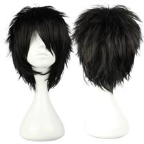 Peruca COSPLAZA Short Black Spiky Fluffy Sintética Resistente ao Calor Peruca COSPLAZA Short Black Spiky Fluffy Sintética Resistente ao Calor