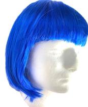 Peruca Curta Azul com franja sintética 25 cm Lisa 100gr