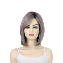 Peruca curta Bob Grey Ombre 30cm de cabelo sintético para mulheres Peruca curta Bob Grey Ombre 30cm de cabelo sintético para mulheres