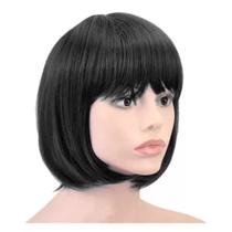 Peruca Curta Colorida Franja Temática Para Festas Cosplay Cabelo Sintético Prendedor externo de Redinha Várias cores