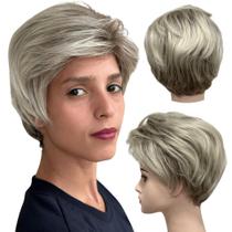 Peruca curta com franja orgânica feminina masculina unissex