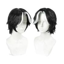 Peruca Curta Cosplay Com Mechas Brancas 30cm Sintética Resistente Ao Calor Para Homens E Mulheres Peruca Curta Cosplay Com Mechas Brancas 30cm Sintética Resistente Ao Calor Para Homens E Mulheres