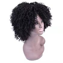 Peruca curta Curly Afro de 30 cm para mulheres, preta natural, fofa